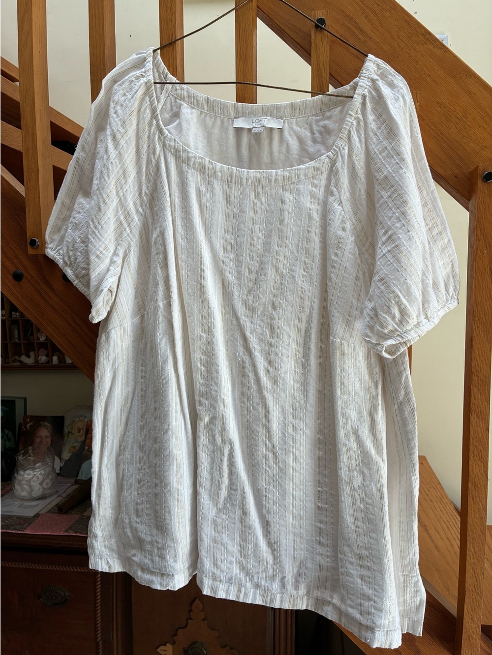 Lightweight White Women’s Square-Neck Top Loft 16 plus